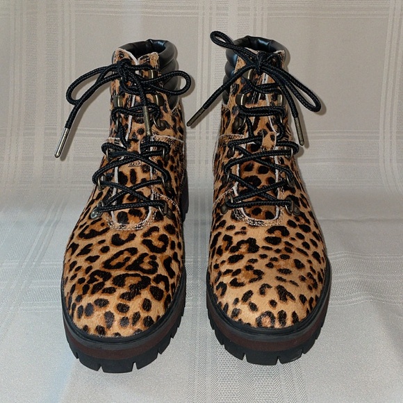 NWOT Timberland London Square Mid Hiker Cheetah Print Leather Boots - Size 7.5 - Picture 6 of 14